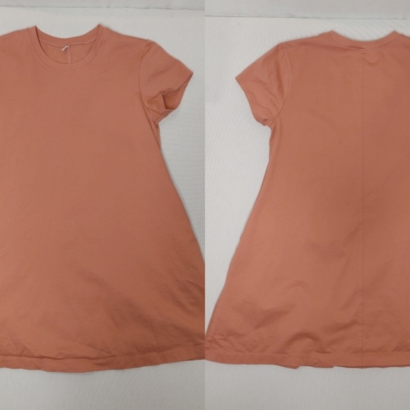 Uniqlo Dresses & Skirts - Uniqlo Crew Neck Tee Shirt Dress Cotton Short Sleeve‎ Pockets Trapeze Pink Small